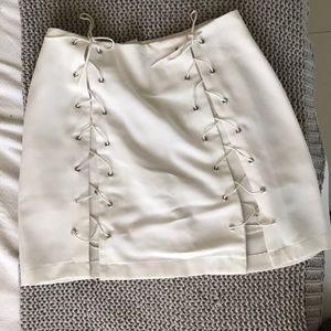 White Lace-Up Skirt
